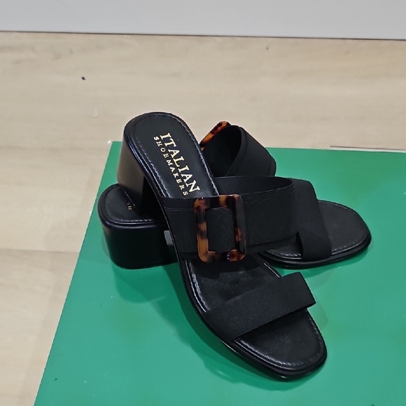 Italian ShoemakersSandals Resort, Vacation, Black Mules with Tortoise Accent - Picture 1 of 8